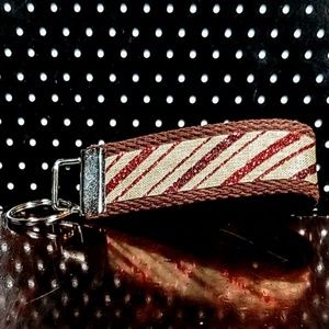Handmade Striped Key Fob with Split Key Ring